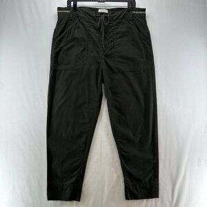 Koto Pants Womens Size M Utility Tapered Ankle Drawstring Cotton Olive Green